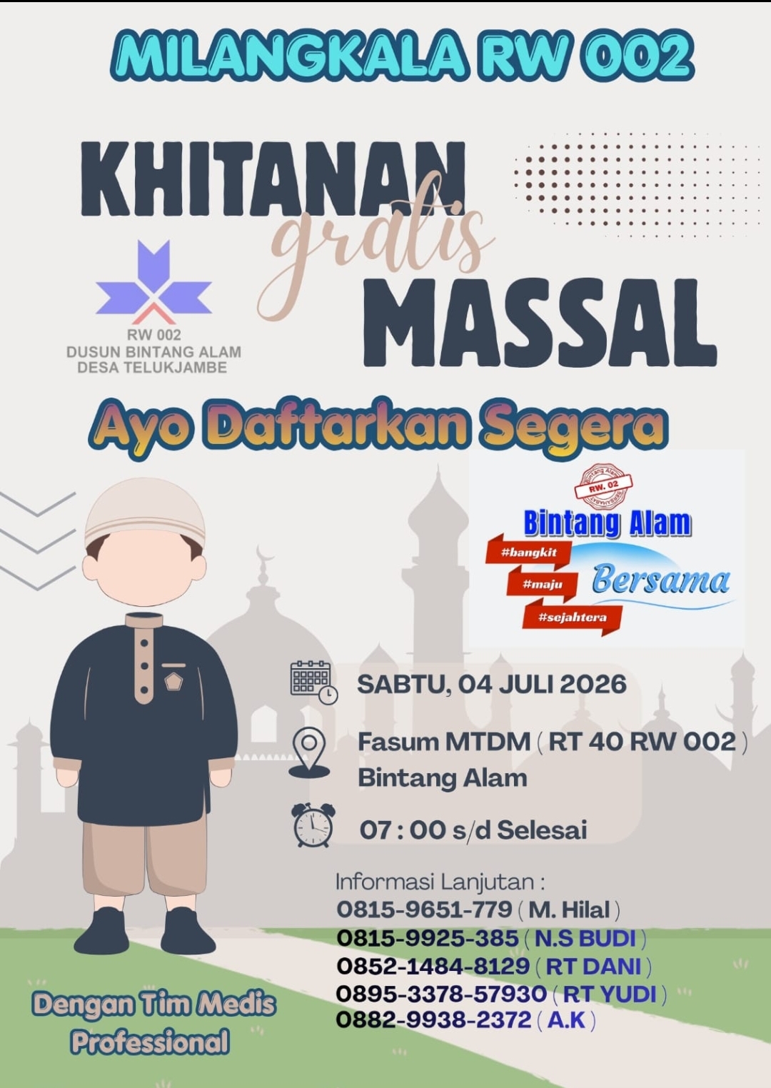 Milangkala RW 002 Gelar Khitanan Massal Gratis, Warga Dihimbau Segera Mendaftar