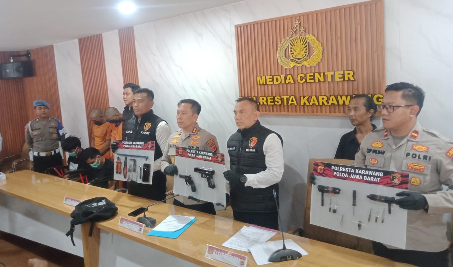 Polresta Karawang Bersama Polsek Telukjambe Timur Ringkus 4 Pelaku Curanmor, 7 Unit Motor Hasil Kejahatan Disita